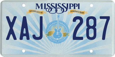 MS license plate XAJ287