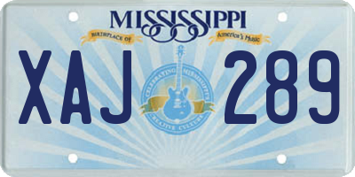 MS license plate XAJ289