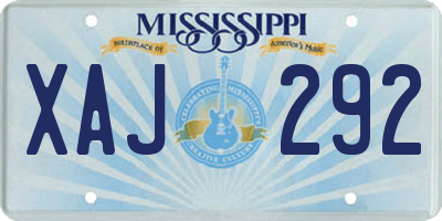 MS license plate XAJ292
