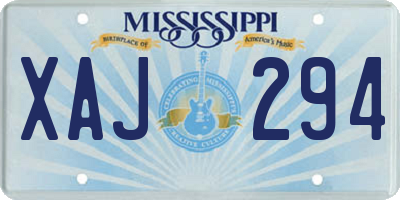 MS license plate XAJ294