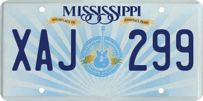 MS license plate XAJ299