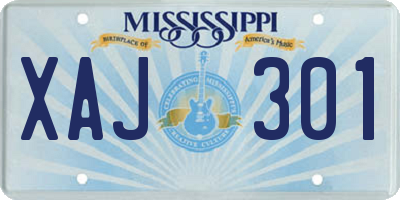 MS license plate XAJ301