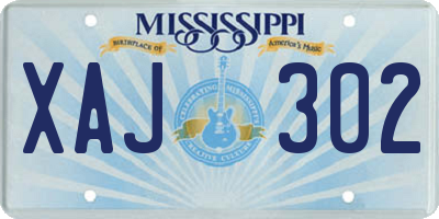 MS license plate XAJ302