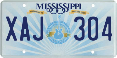 MS license plate XAJ304