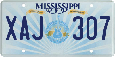 MS license plate XAJ307