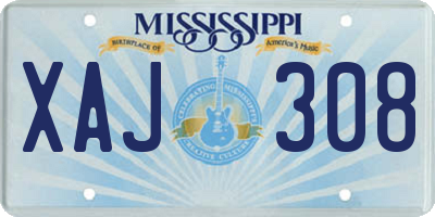 MS license plate XAJ308