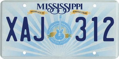 MS license plate XAJ312
