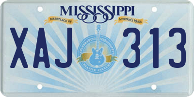 MS license plate XAJ313
