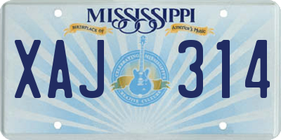 MS license plate XAJ314