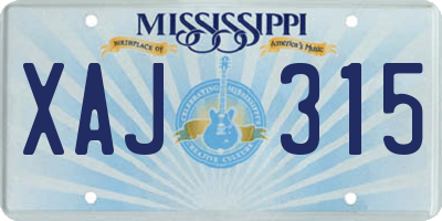 MS license plate XAJ315
