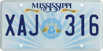 MS license plate XAJ316