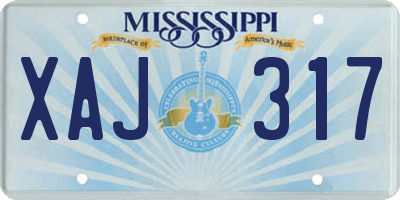 MS license plate XAJ317