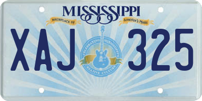 MS license plate XAJ325