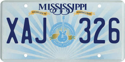 MS license plate XAJ326