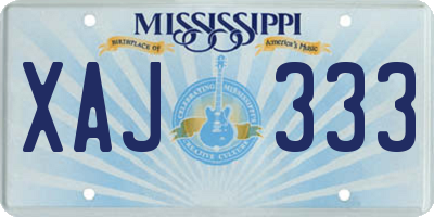 MS license plate XAJ333