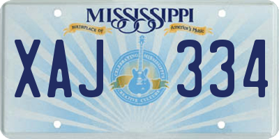 MS license plate XAJ334