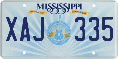 MS license plate XAJ335