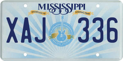 MS license plate XAJ336