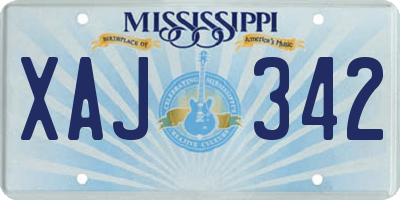 MS license plate XAJ342