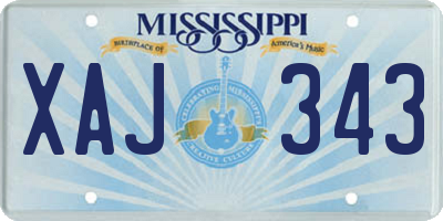 MS license plate XAJ343
