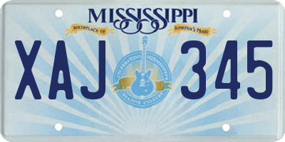 MS license plate XAJ345