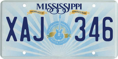 MS license plate XAJ346