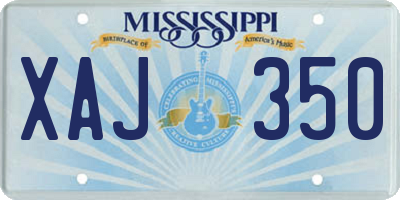 MS license plate XAJ350