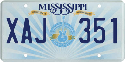 MS license plate XAJ351