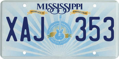 MS license plate XAJ353