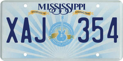 MS license plate XAJ354