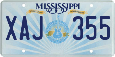 MS license plate XAJ355