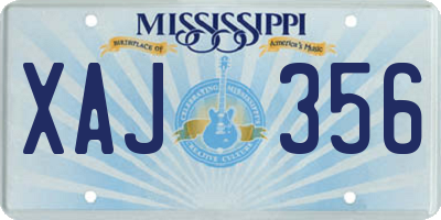 MS license plate XAJ356