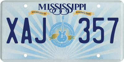 MS license plate XAJ357