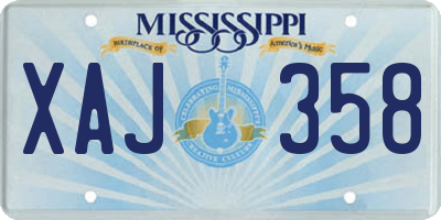 MS license plate XAJ358