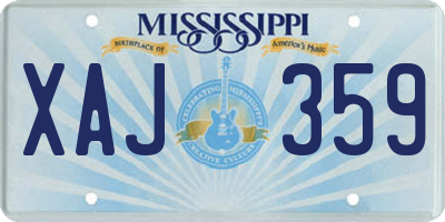 MS license plate XAJ359