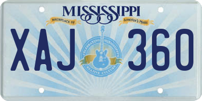 MS license plate XAJ360