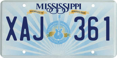 MS license plate XAJ361