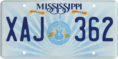 MS license plate XAJ362