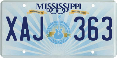 MS license plate XAJ363