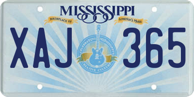 MS license plate XAJ365