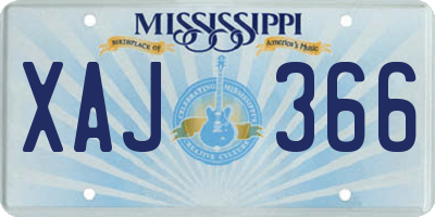 MS license plate XAJ366