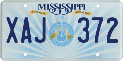 MS license plate XAJ372
