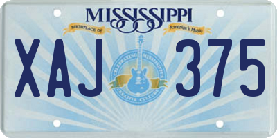 MS license plate XAJ375