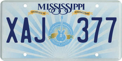 MS license plate XAJ377