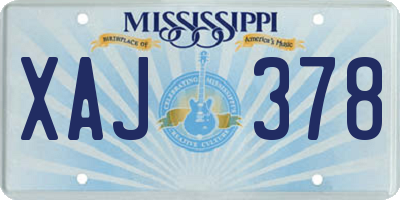 MS license plate XAJ378