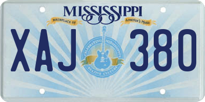 MS license plate XAJ380