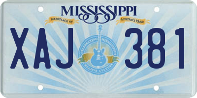 MS license plate XAJ381