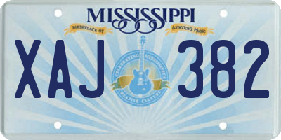 MS license plate XAJ382