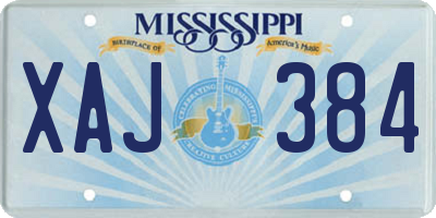 MS license plate XAJ384
