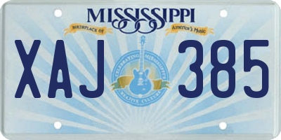 MS license plate XAJ385